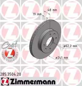 Тормозной диск (ZIMMERMANN: 285.3504.20)