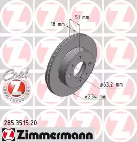 Тормозной диск (ZIMMERMANN: 285.3515.20)