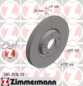 Тормозной диск (ZIMMERMANN: 285.3516.20)