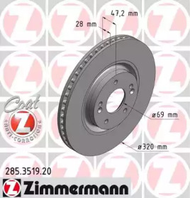 Тормозной диск (ZIMMERMANN: 285.3519.20)