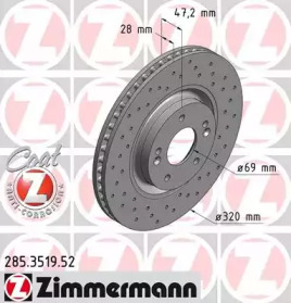 Тормозной диск (ZIMMERMANN: 285.3519.52)