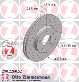 Тормозной диск (ZIMMERMANN: 290.2260.52)