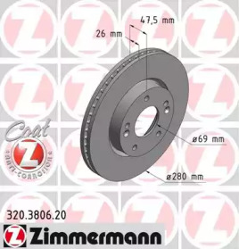 Тормозной диск (ZIMMERMANN: 320.3806.20)