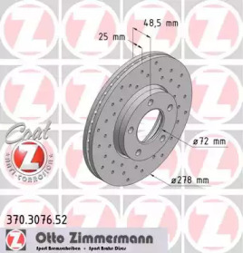 Тормозной диск (ZIMMERMANN: 370.3076.52)