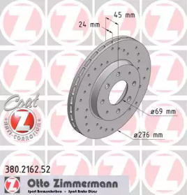 Тормозной диск (ZIMMERMANN: 380.2162.52)