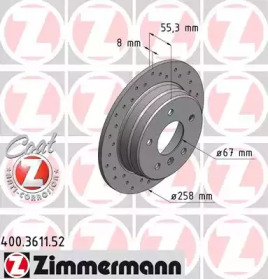 Тормозной диск (ZIMMERMANN: 400.3611.52)