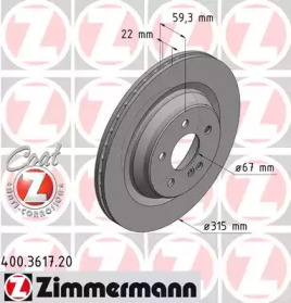 Тормозной диск (ZIMMERMANN: 400.3617.20)