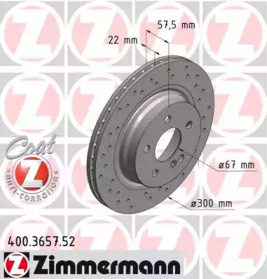 Тормозной диск (ZIMMERMANN: 400.3657.52)