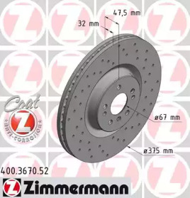 Тормозной диск (ZIMMERMANN: 400.3670.52)