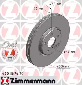 Тормозной диск (ZIMMERMANN: 400.3674.20)