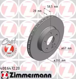 Тормозной диск (ZIMMERMANN: 400.6472.20)