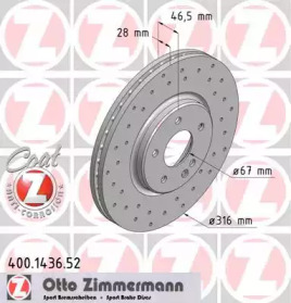 Тормозной диск (ZIMMERMANN: 400.1436.52)