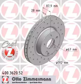 Тормозной диск (ZIMMERMANN: 400.3620.52)