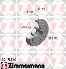 Тормозный барабан (ZIMMERMANN: 430.1783.00)