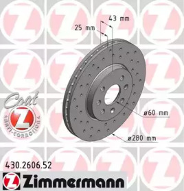 Тормозной диск (ZIMMERMANN: 430.2606.52)