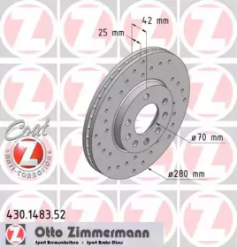 Тормозной диск (ZIMMERMANN: 430.1483.52)