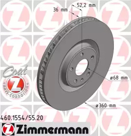 Тормозной диск (ZIMMERMANN: 460.1554.20)