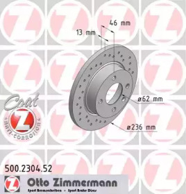 Тормозной диск (ZIMMERMANN: 500.2304.52)