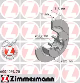 Тормозной диск (ZIMMERMANN: 600.1094.20)