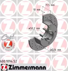 Тормозной диск (ZIMMERMANN: 600.1094.52)