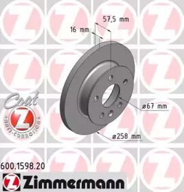 Тормозной диск (ZIMMERMANN: 600.1598.20)