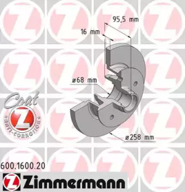 Тормозной диск (ZIMMERMANN: 600.1600.20)