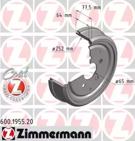 Тормозный барабан (ZIMMERMANN: 600.1955.20)