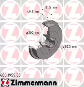 Тормозный барабан (ZIMMERMANN: 600.1959.00)