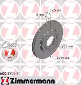 Тормозной диск (ZIMMERMANN: 600.3205.20)