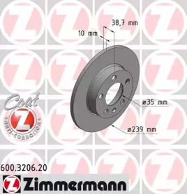 Тормозной диск (ZIMMERMANN: 600.3206.20)