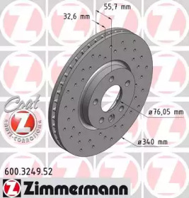 Тормозной диск (ZIMMERMANN: 600.3249.52)