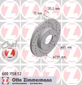 Тормозной диск (ZIMMERMANN: 600.1158.52)