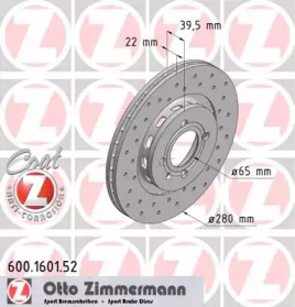 Тормозной диск (ZIMMERMANN: 600.1601.52)