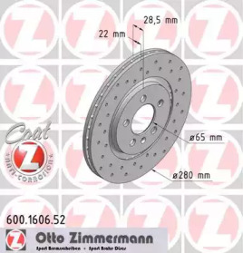 Тормозной диск (ZIMMERMANN: 600.1606.52)