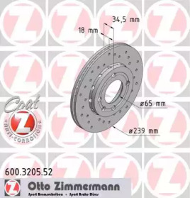 Тормозной диск (ZIMMERMANN: 600.3205.52)