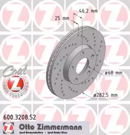 Тормозной диск (ZIMMERMANN: 600.3208.52)