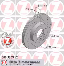 Тормозной диск (ZIMMERMANN: 600.3209.52)