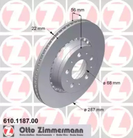 Тормозной диск (ZIMMERMANN: 610.1187.00)