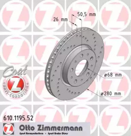 Тормозной диск (ZIMMERMANN: 610.1195.52)