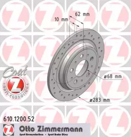 Тормозной диск (ZIMMERMANN: 610.1200.52)