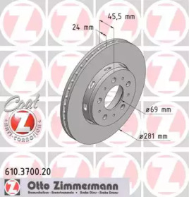 Тормозной диск (ZIMMERMANN: 610.3700.20)