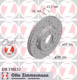 Тормозной диск (ZIMMERMANN: 610.3700.52)