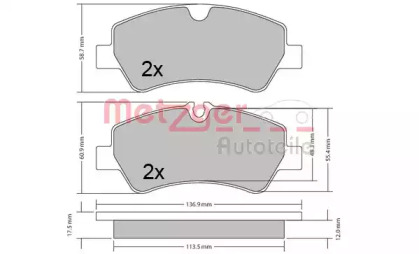 Комплект тормозных колодок (METZGER: 1170545)