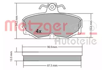 Комплект тормозных колодок (METZGER: 1170570)