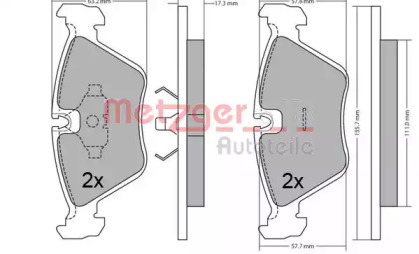 Комплект тормозных колодок (METZGER: 1170643)