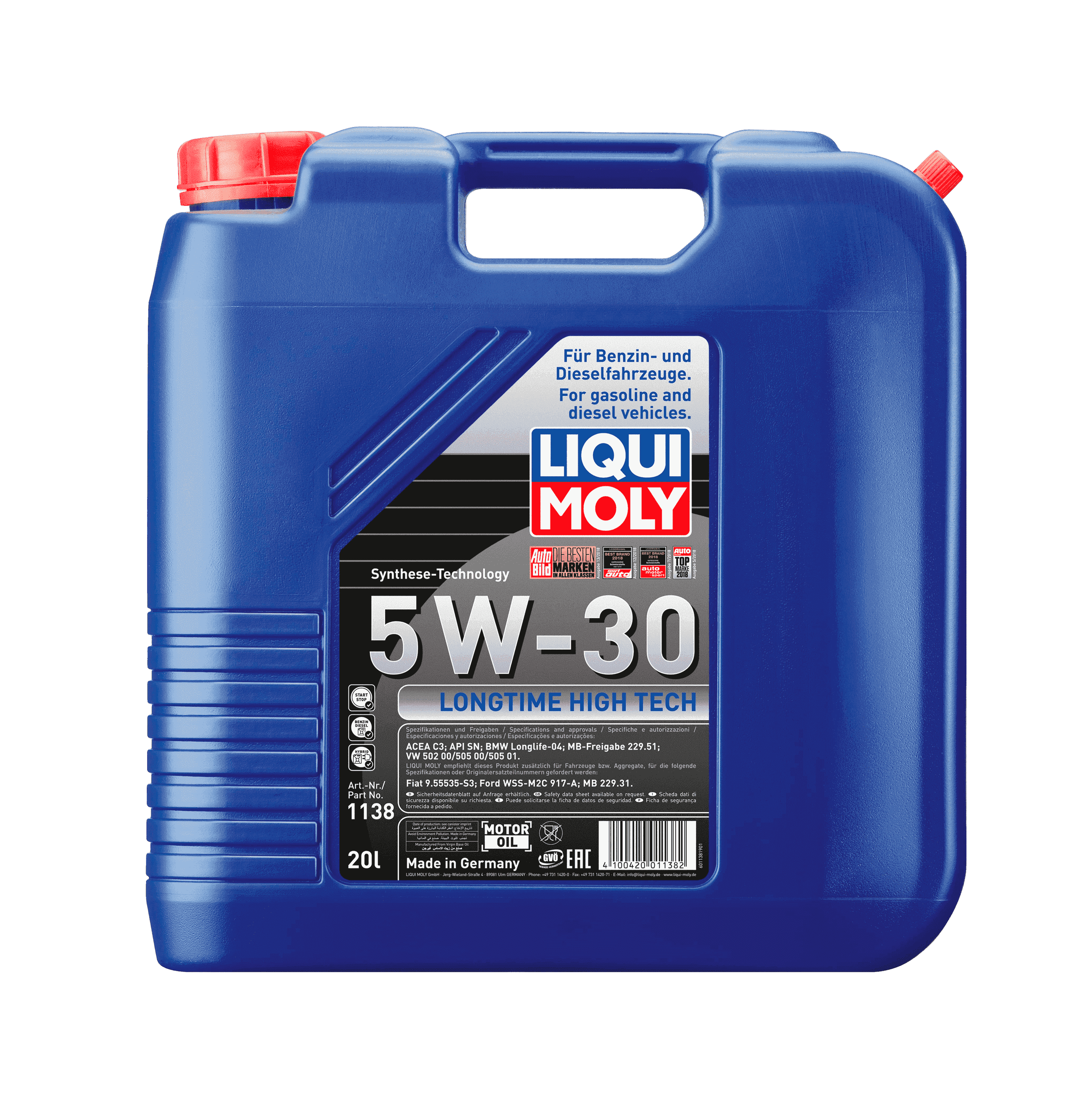 Моторное масло Liqui Moly Longtime High Tech 5W-30, 20л (LiquiMoly: 1138)