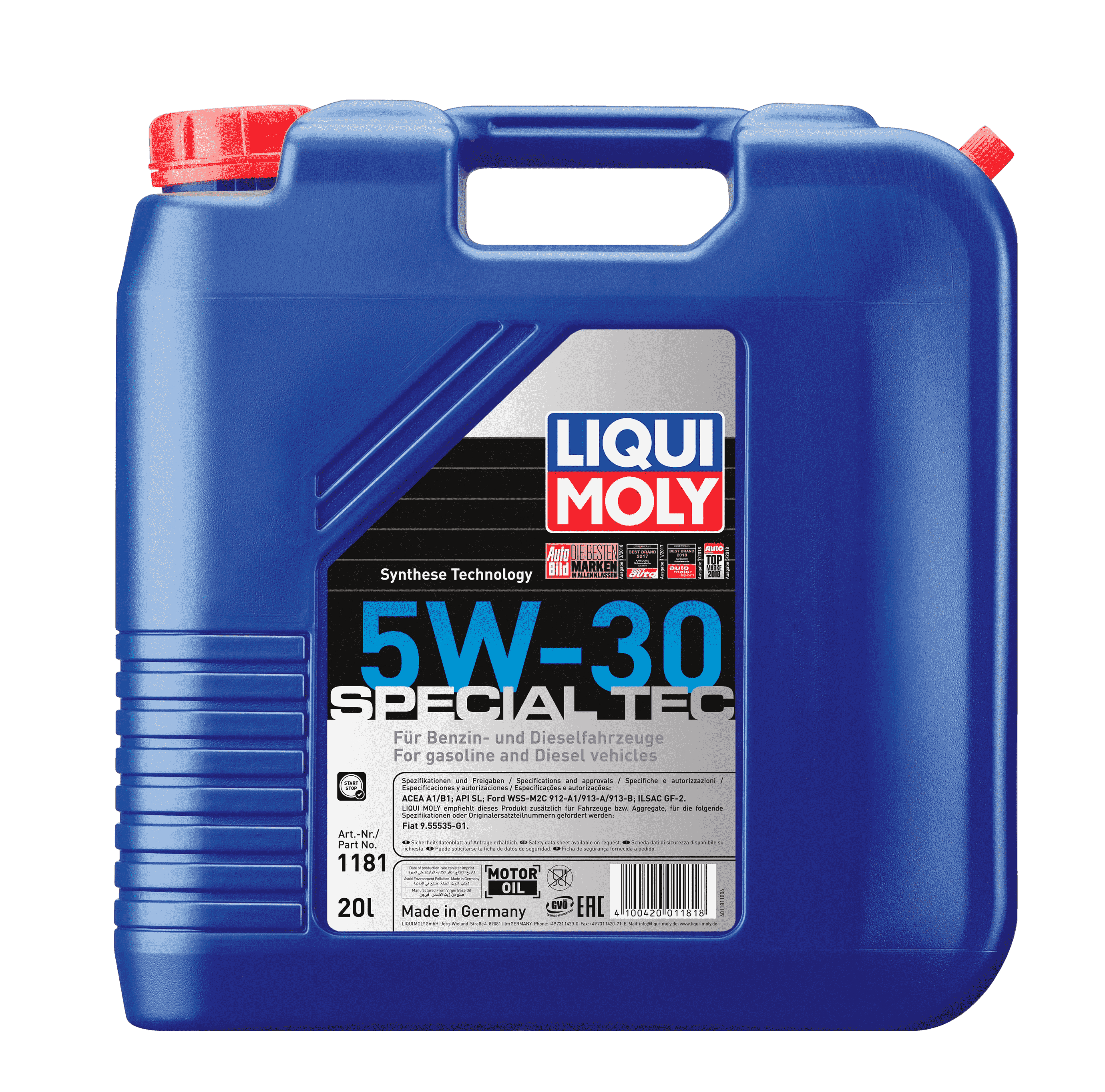 Моторное масло Liqui Moly Special Tec 5W-30, 20л (LiquiMoly: 1181)