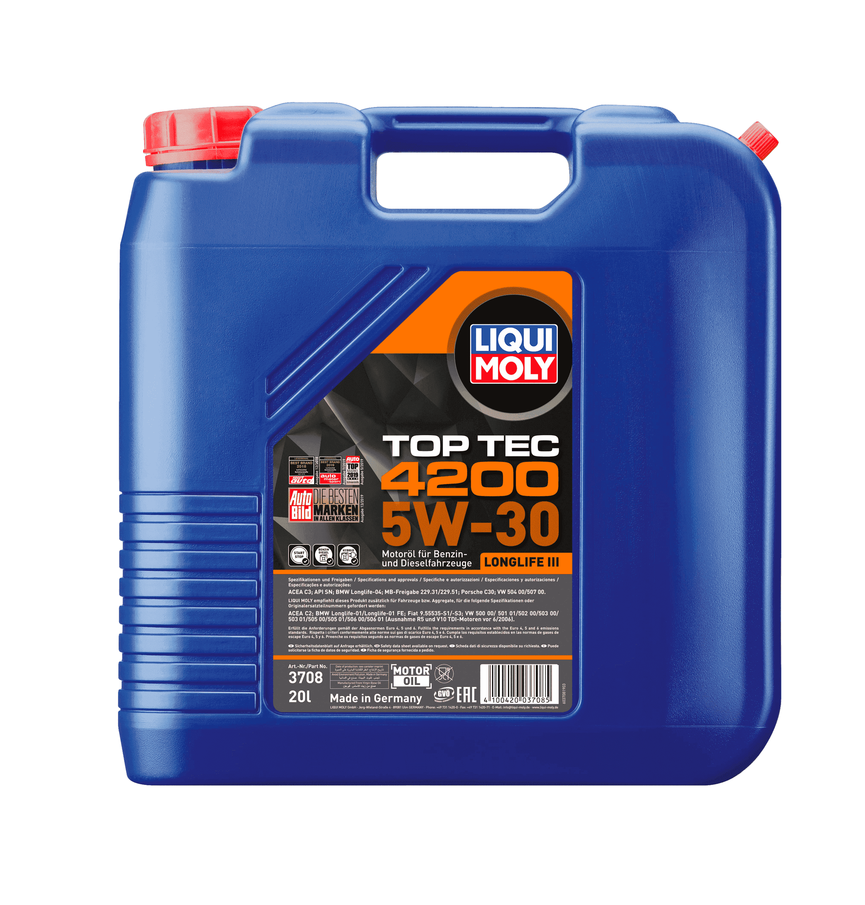 Моторное масло Liqui Moly Top Tec 4200 5W-30, 20л (LiquiMoly: 3708)