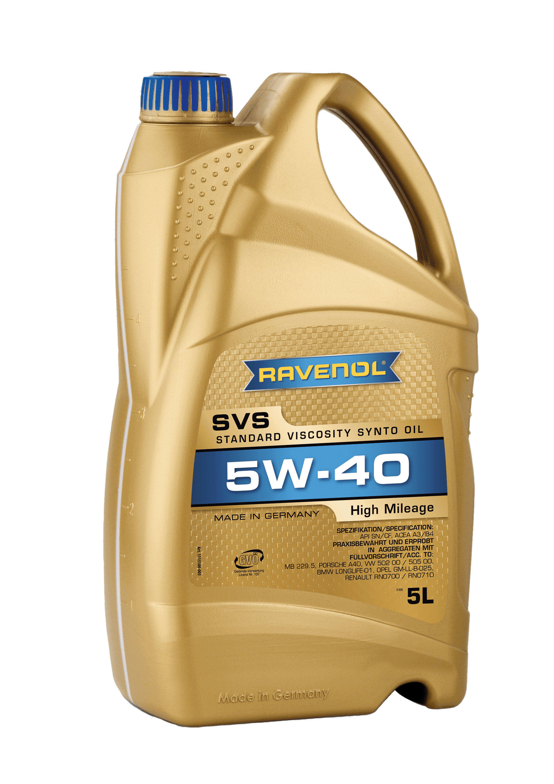 Моторное масло Ravenol SVS Standard Viscosity Synto Oil SAE 5W-40, 5л (RAVENOL: 1115100-005-01-999)