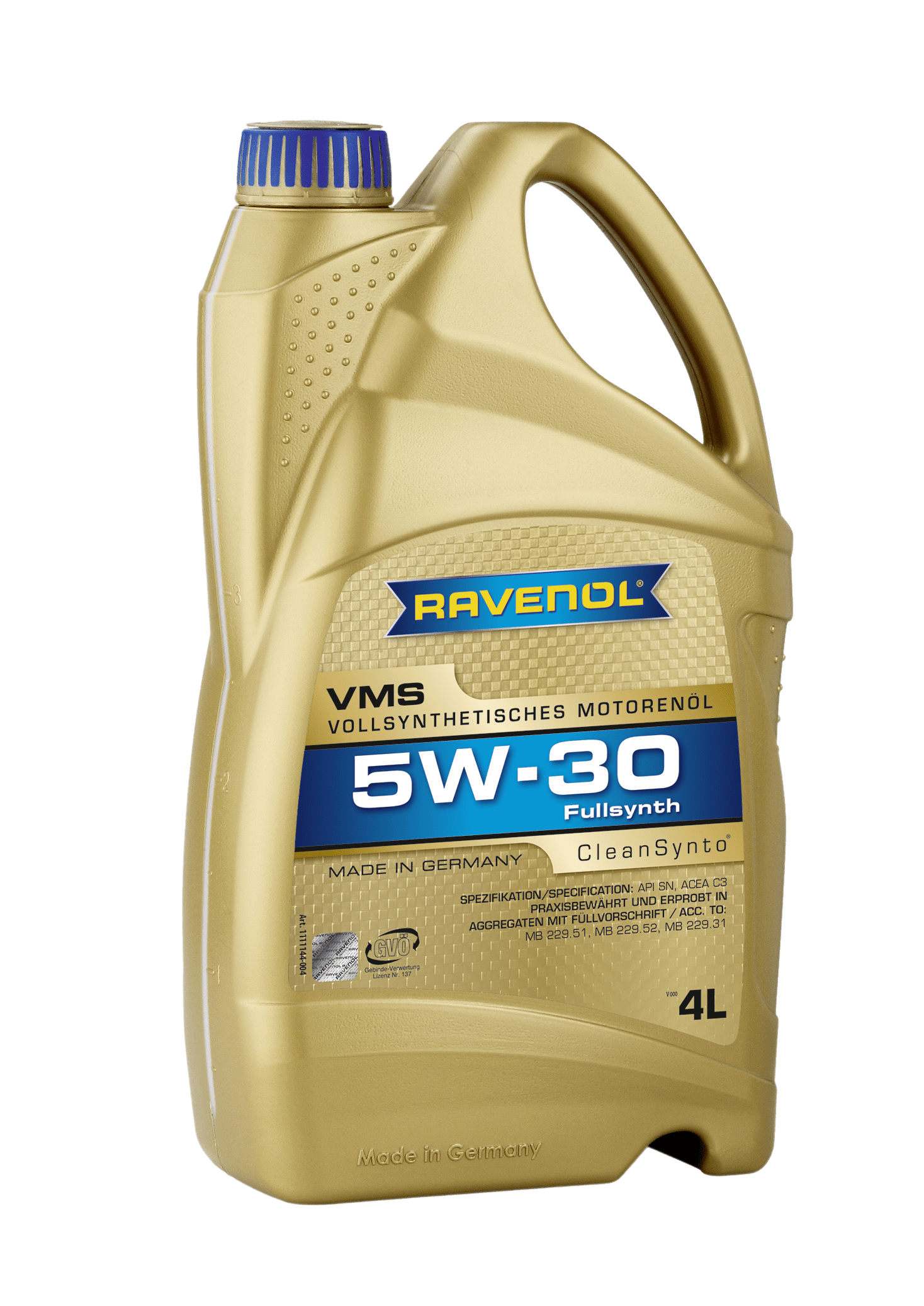 Моторное масло Ravenol VMS SAE 5W-30, 4л (RAVENOL: 1111144-004-01-999)